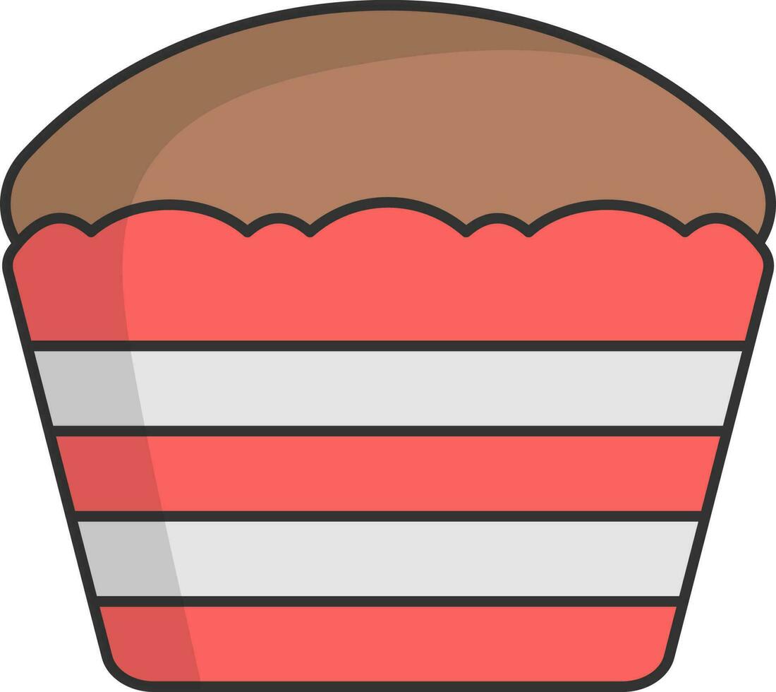 Brown And Red Illustration Of Pie Cake Flat Icon. vector