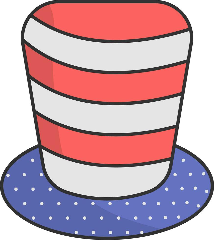 Illustration Of US Flag Color Hat Flat Icon Or Symbol. vector