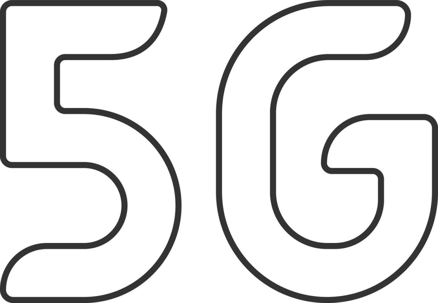 Black Stroke Style 5G Text Icon. vector