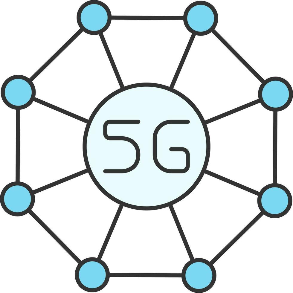 5G Connectivity Or Networking Flat Icon In Blue Color. vector