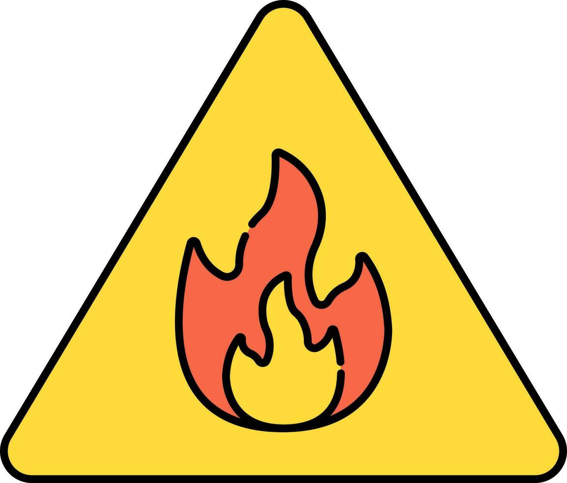 fuego advertencia tablero amarillo y naranja icono. vector