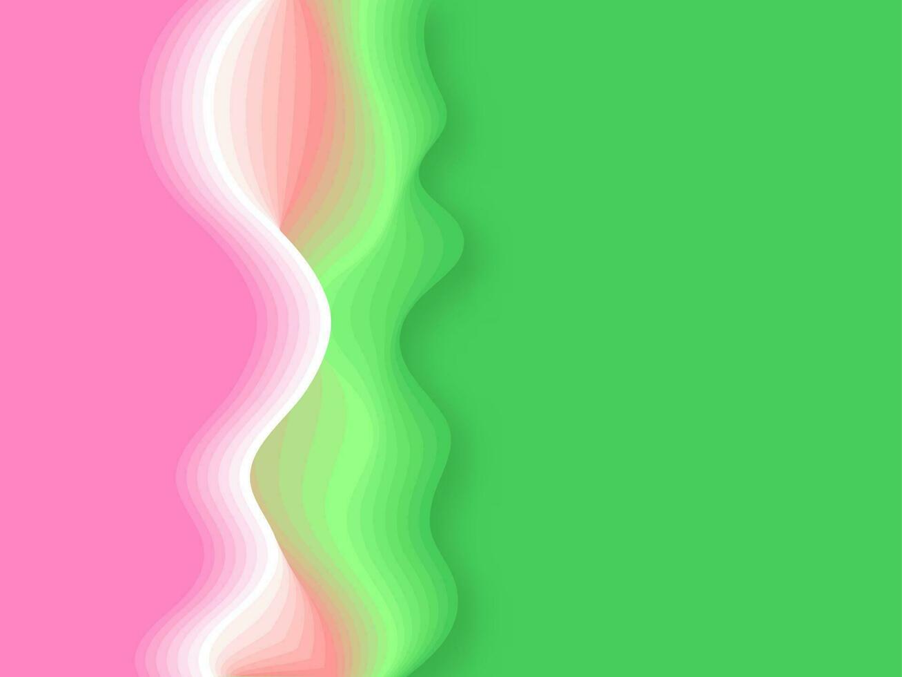 Abstract Wave Motion Background In Pink And Green Color. vector