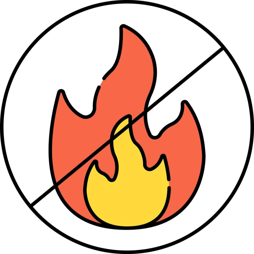 Yellow And Orange No Fire Icon Or Symbol. vector