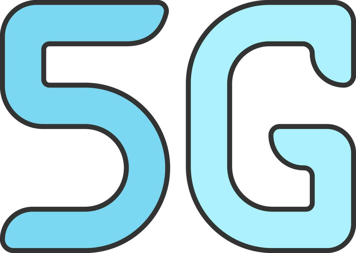 Blue 5G Text Icon In Flat Style. vector