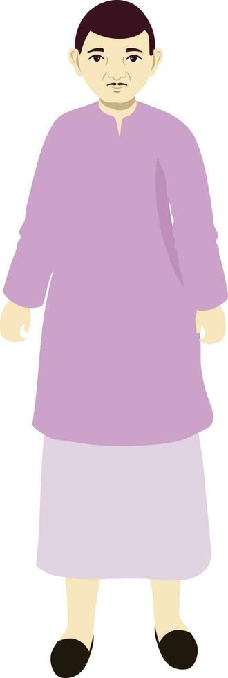 Indian Man Wearing Traditional Dress In Standing Pose. vector