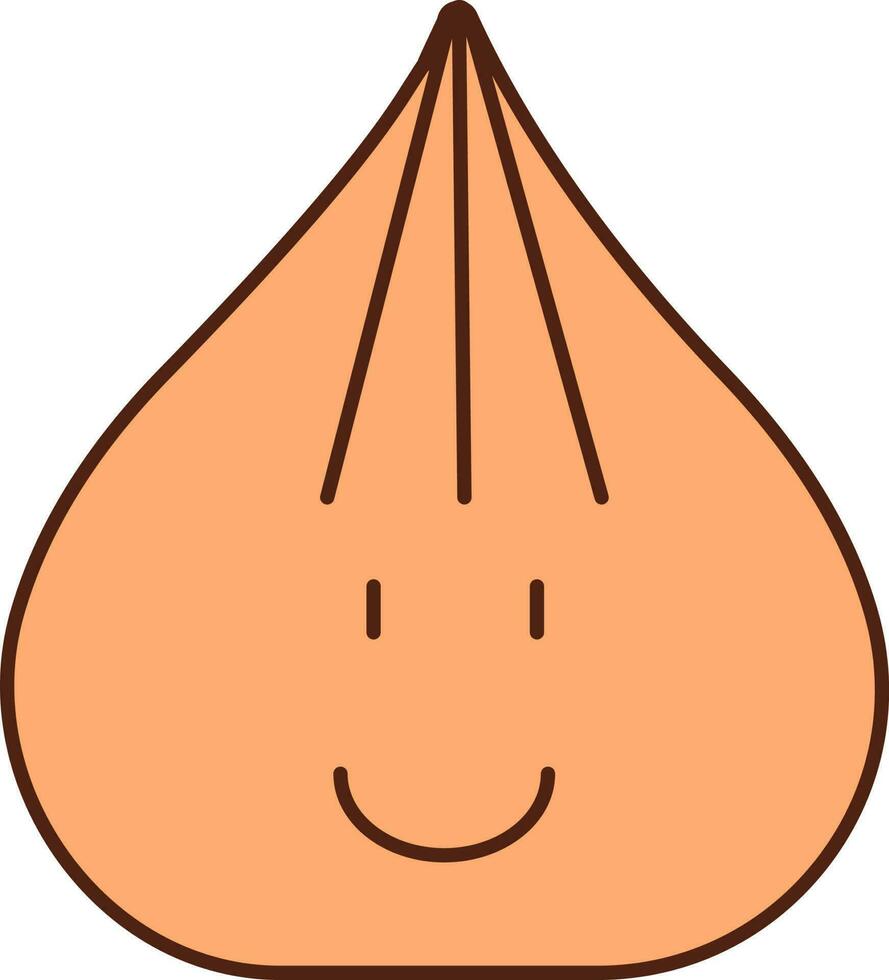 Flat Style Smiley Modak Cartoon Icon In Orange Color. vector
