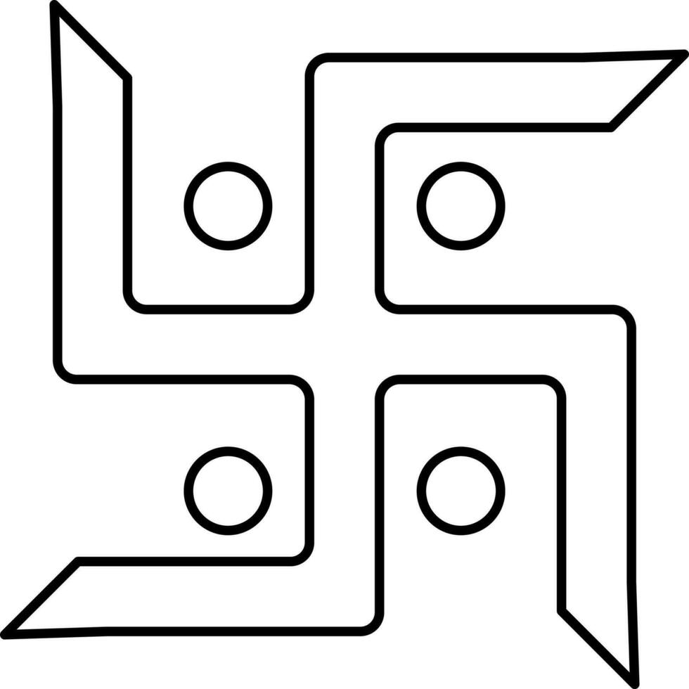 Isolated Swastik Icon In Line Art. vector