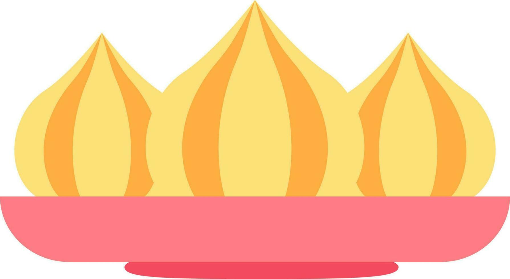 Flat Illustration Of Modak Plate Icon In Yellow And Red Color. vector