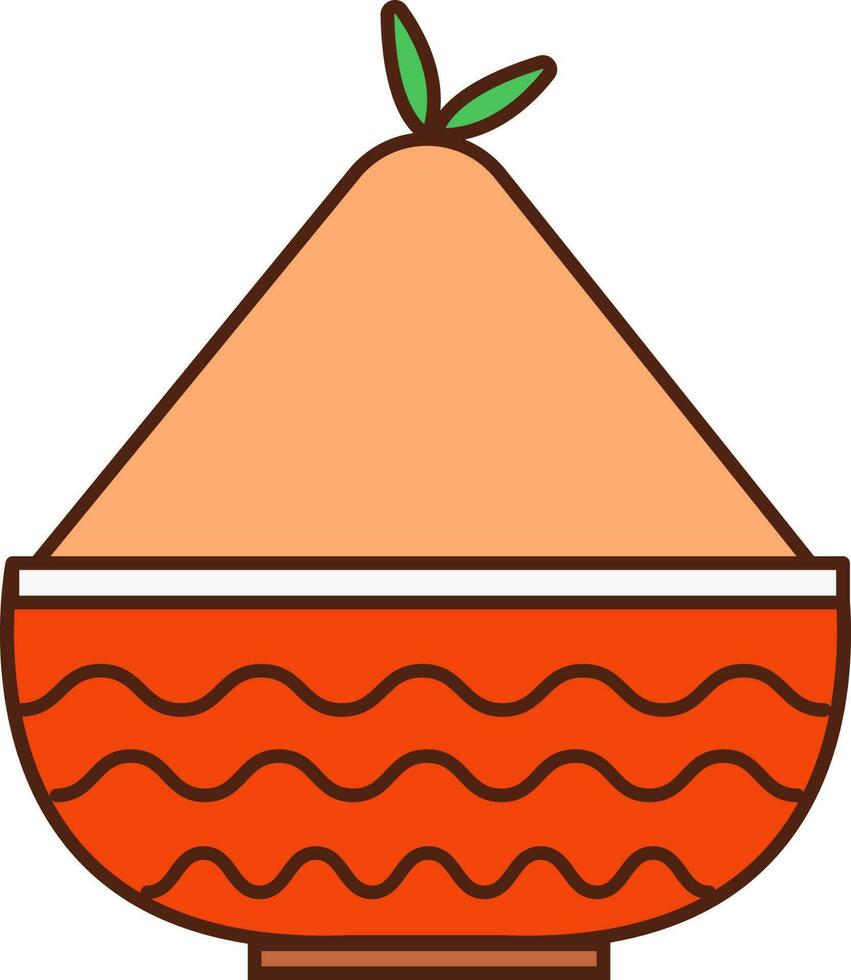 Basil Leaf In Sheera Bowl Orange Icon. vector