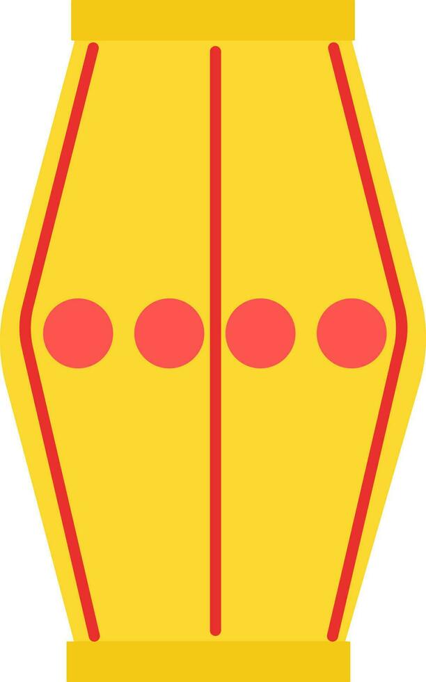 Yellow And Red Indian Dhol Icon In Flat Style. vector