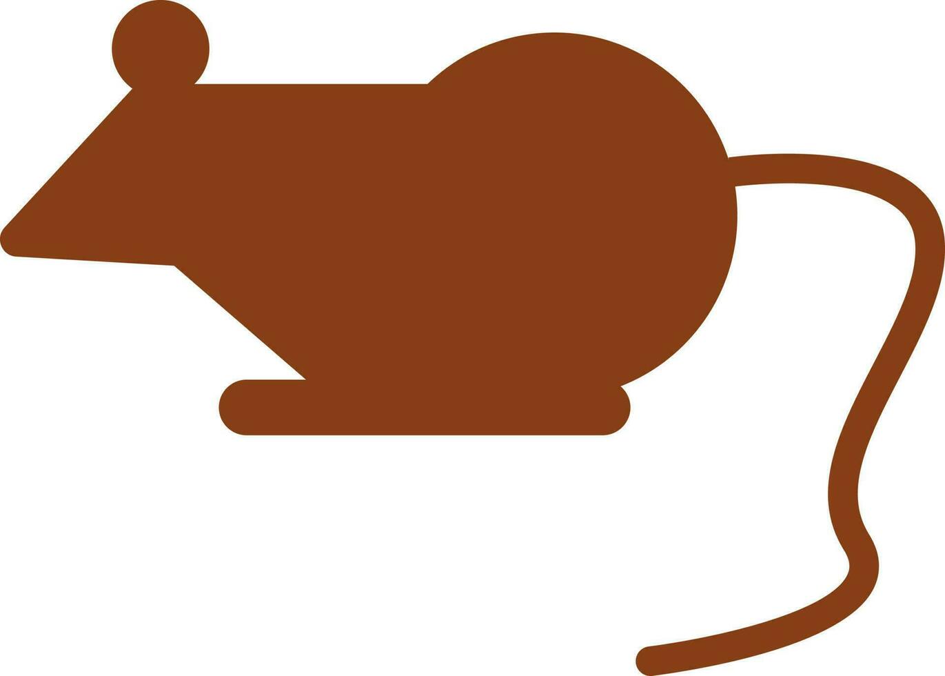 Silhouette Cartoon Rat Character Icon In Brown Color. vector