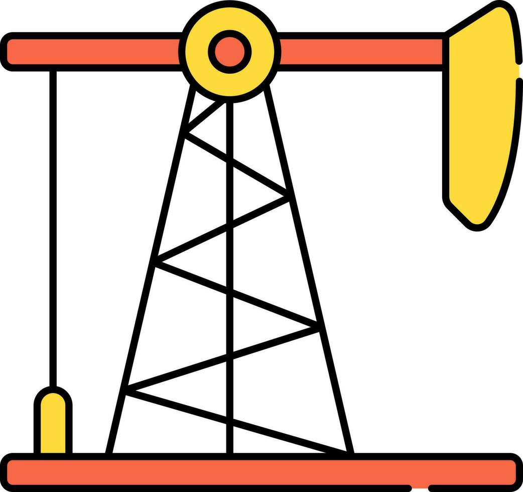 Yellow And Orange Illustration Of Pump Jack Icon. vector
