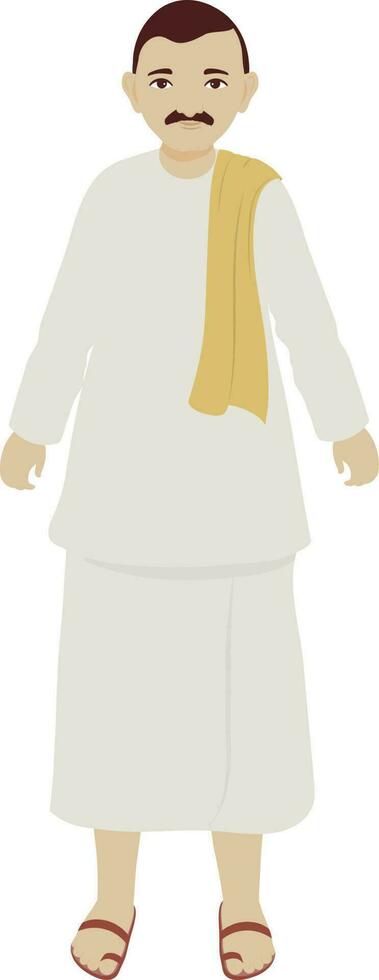 Indian Man Wearing Traditional Costume In Standing Pose. vector