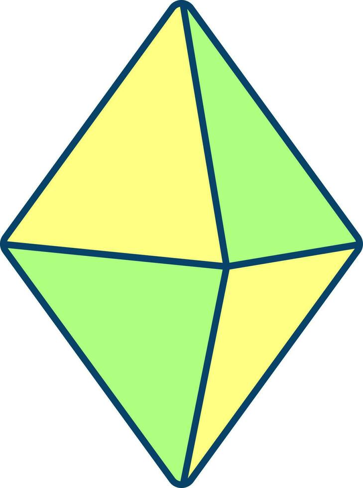 Octahedron Icon In Green And Yellow Color. vector