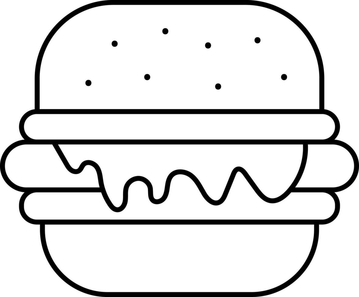 Burger Icon In Black Linear Style. vector