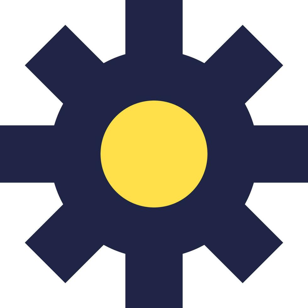 Yellow And Blue Illustration Of Cogwheel Icon. vector