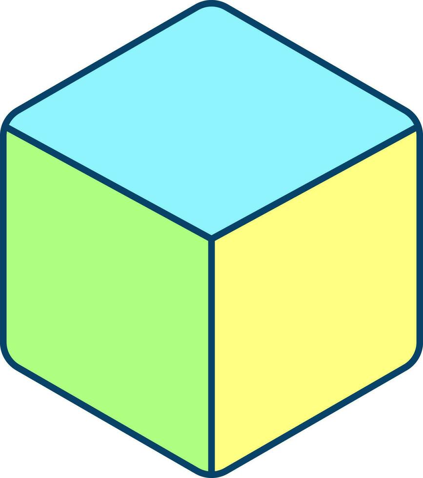 vistoso cubo icono en plano estilo. vector