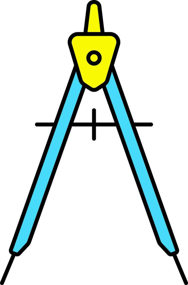Isolated Drawing Compass Icon In Blue And Yellow Color. vector