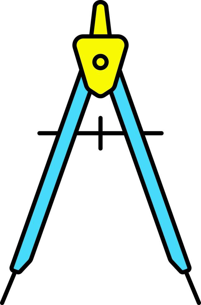 Isolated Drawing Compass Icon In Blue And Yellow Color. vector