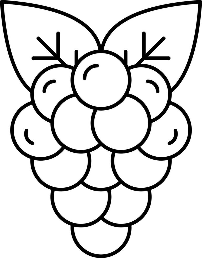 Isolated Grapes Icon In Black Outline. vector