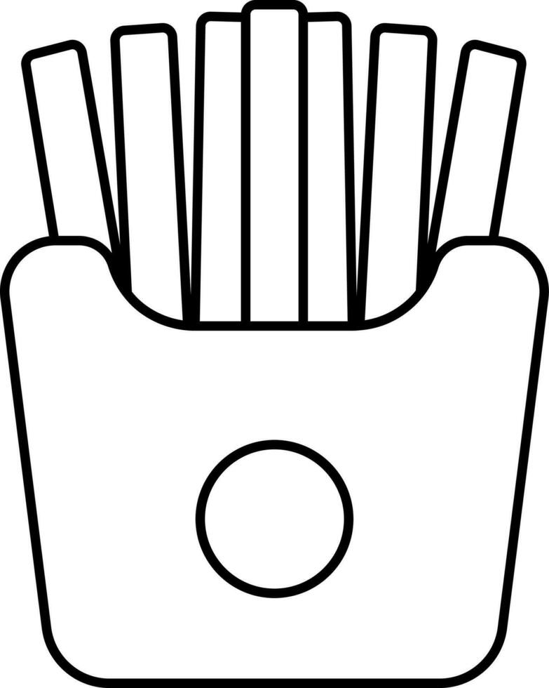 French Fries Box Icon In Black Line Art. vector
