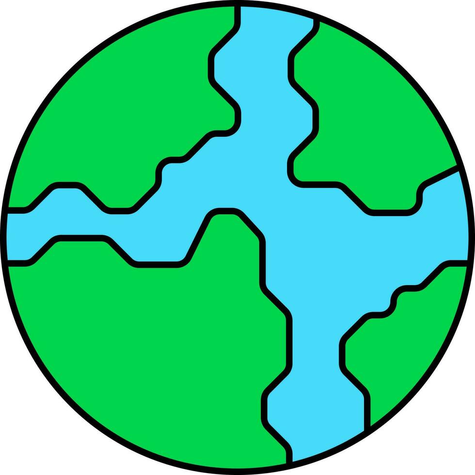Globe Icon In Green And Blue Color. vector