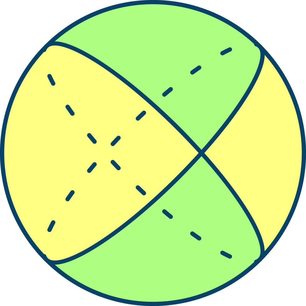 Flat Style Sphere Icon In Green And Yellow Color. vector