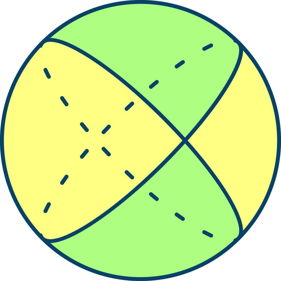 Flat Style Sphere Icon In Green And Yellow Color. vector