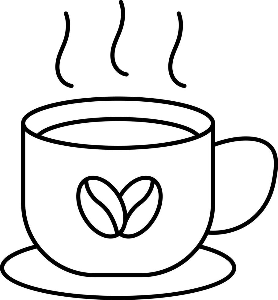 Hot Coffee Cup With Plate Icon In Line Art. vector
