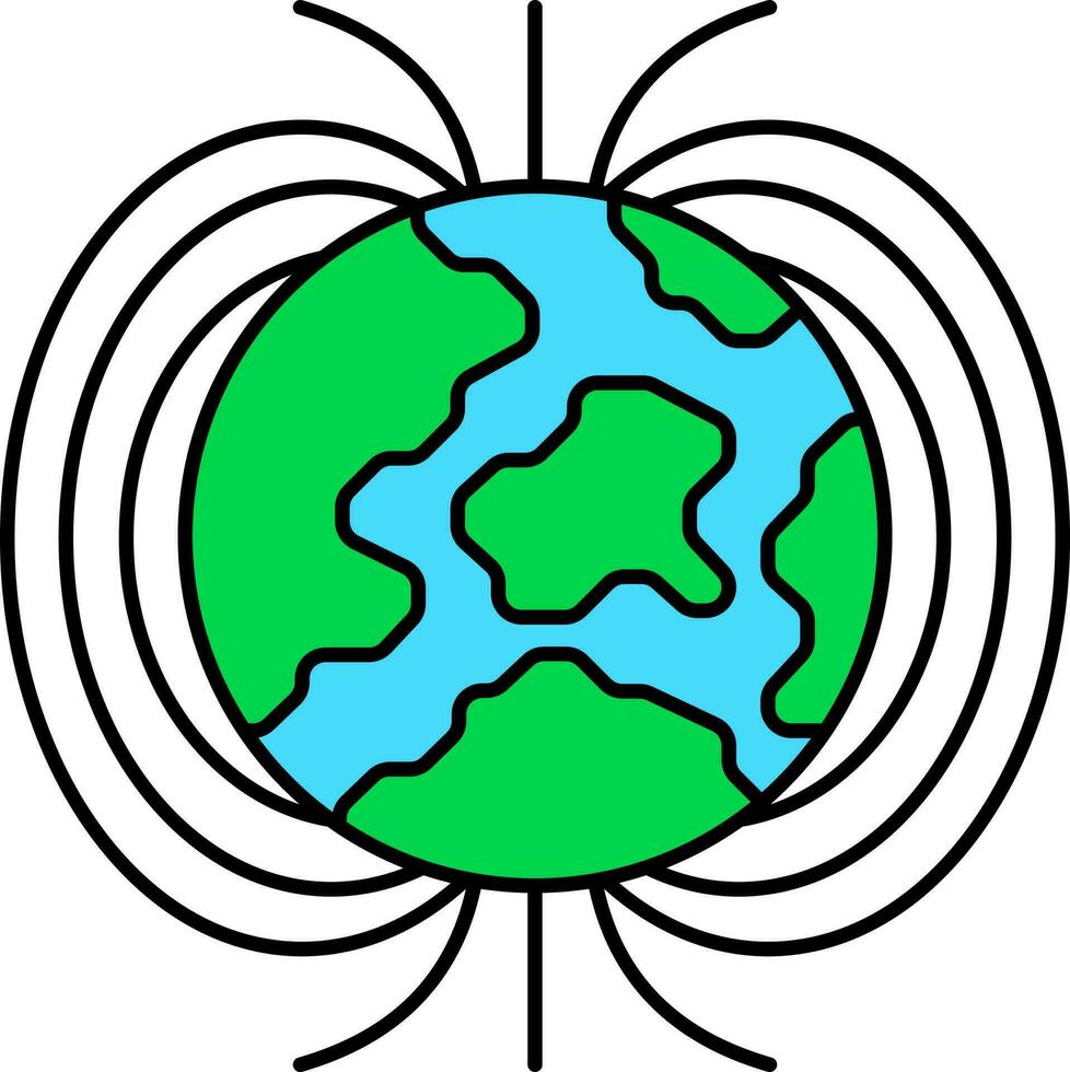Magnetic Field Icon In Green And Blue Color. vector