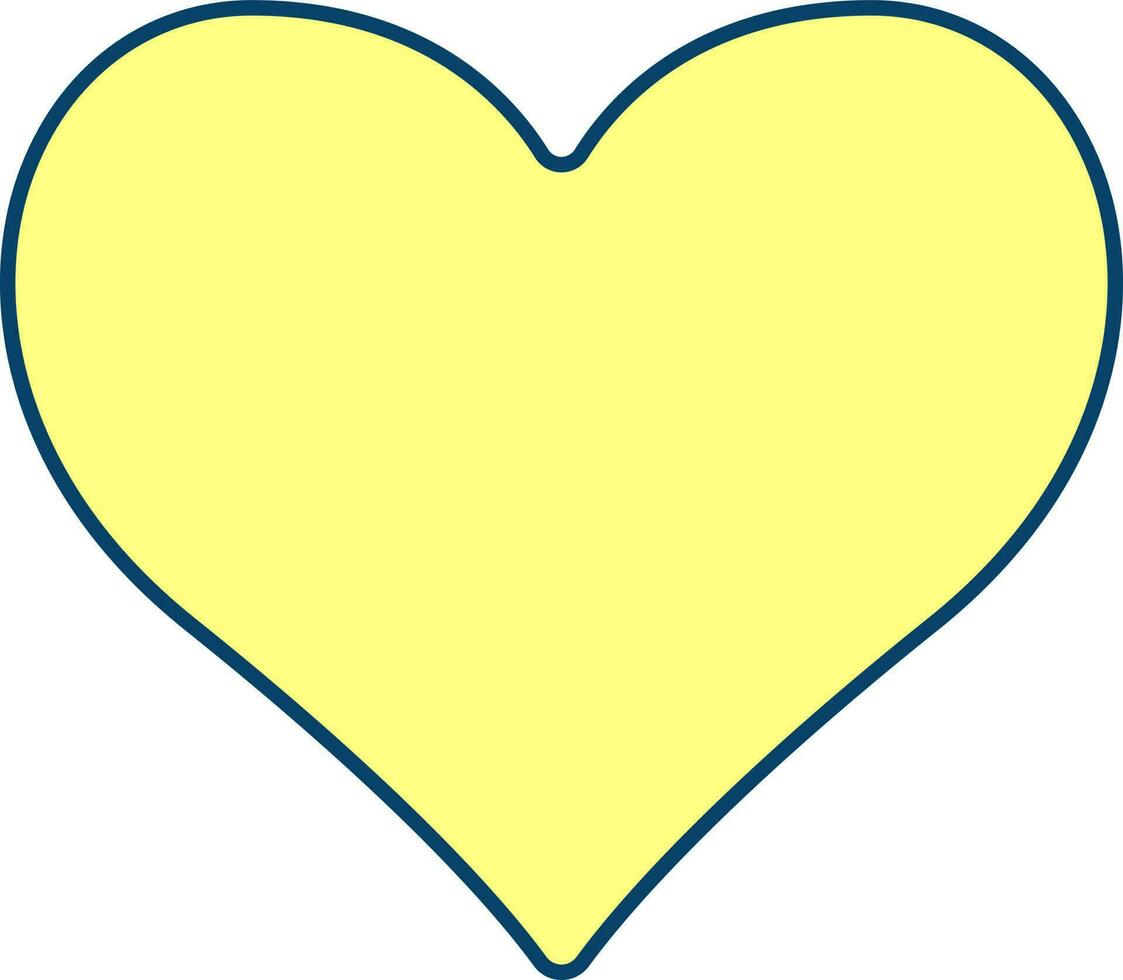 Yellow Heart Shape Icon On White Background. vector