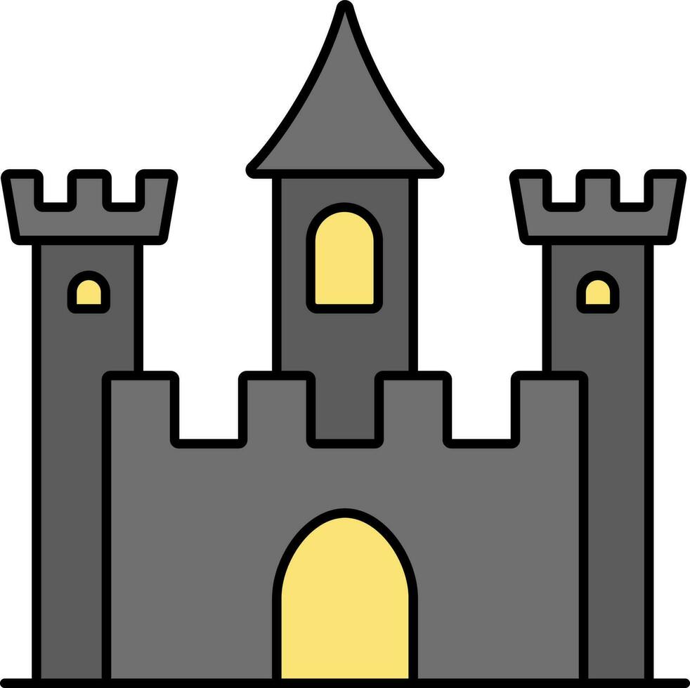 aislado castillo icono en gris y amarillo color. vector