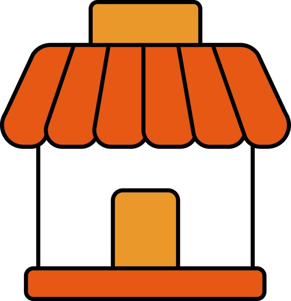 plano estilo tienda icono en naranja y blanco color. vector