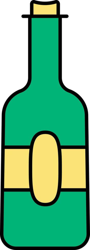 Alcohol Bottle Icon In Green And Yellow Color. vector