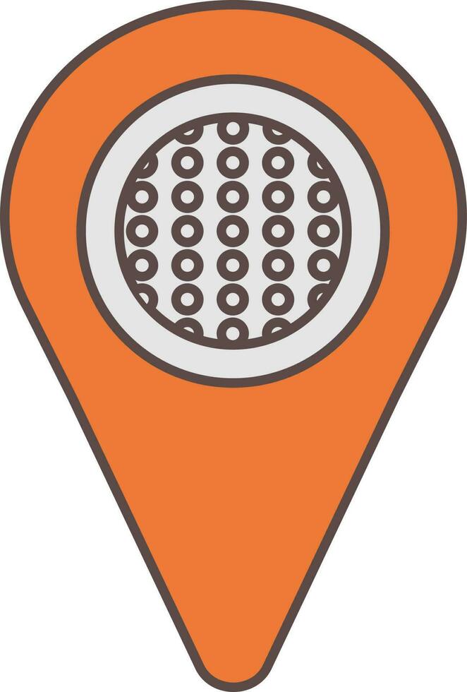 Golf Map Pin Icon In Orange And Gray Color. vector