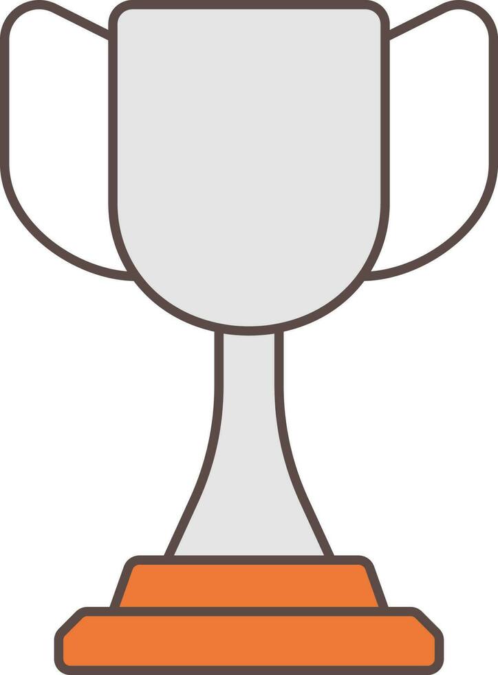 Flat Style Trophy Cup Icon In Gray And Orange Color. vector