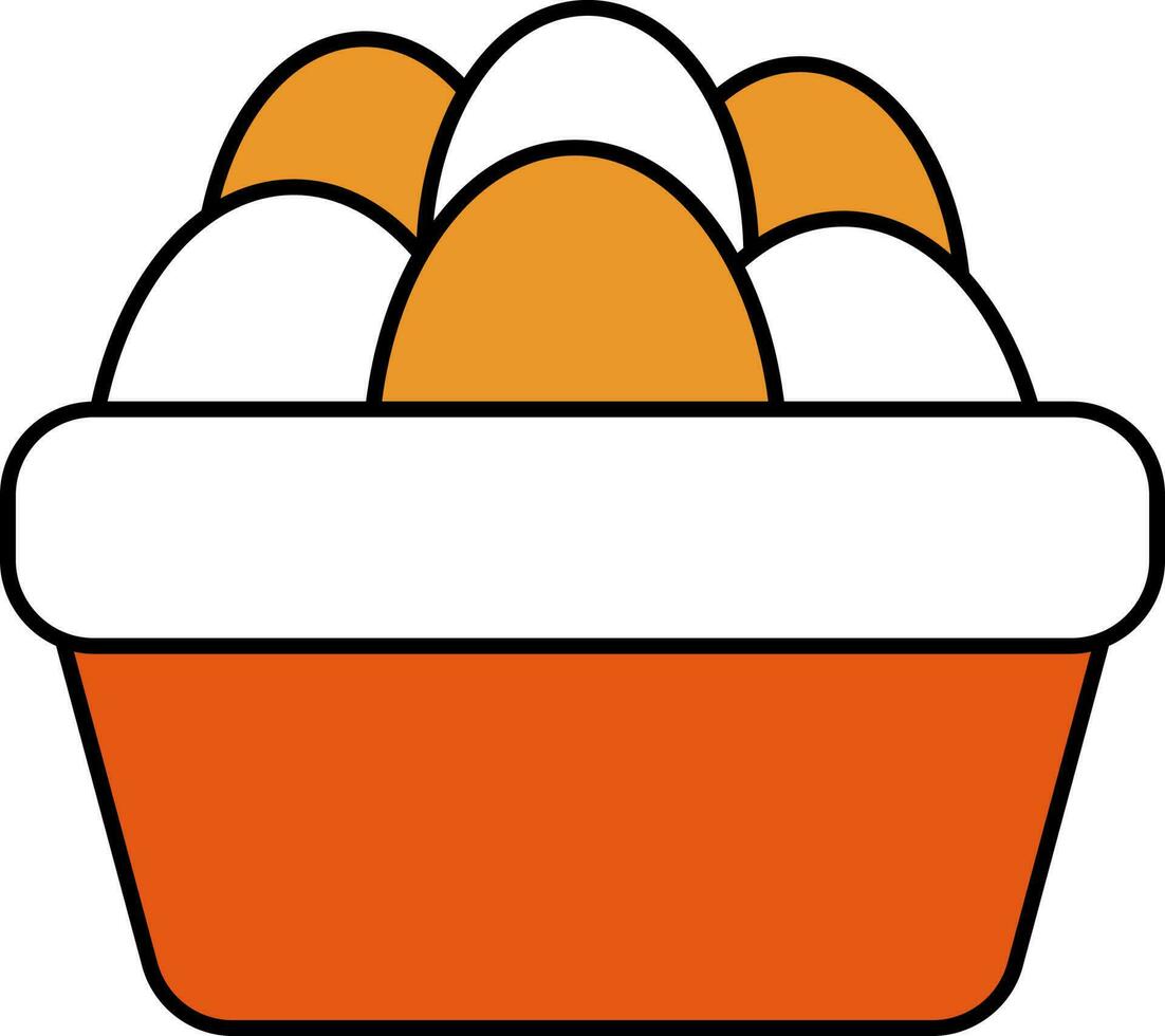 Egg Tray Icon In Orange And White Color. vector