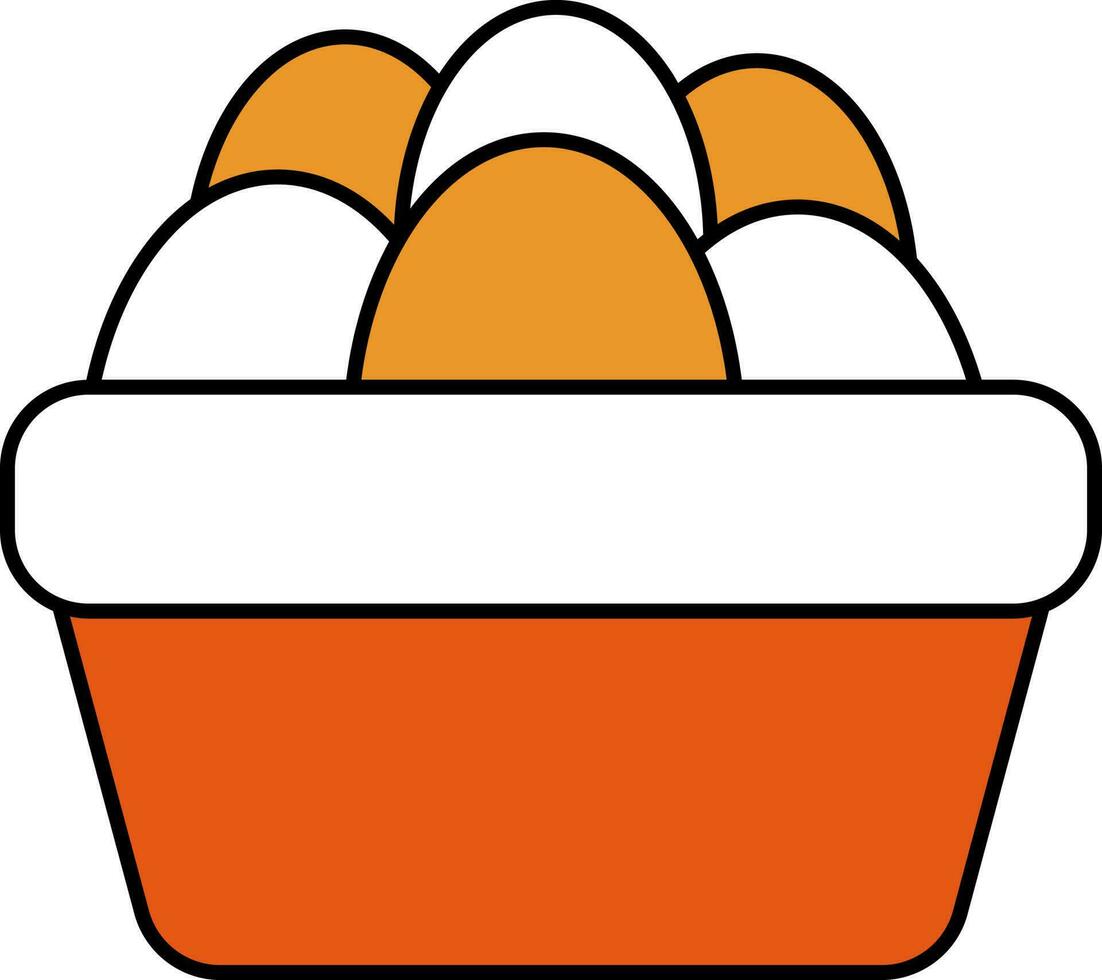 huevo bandeja icono en naranja y blanco color. vector