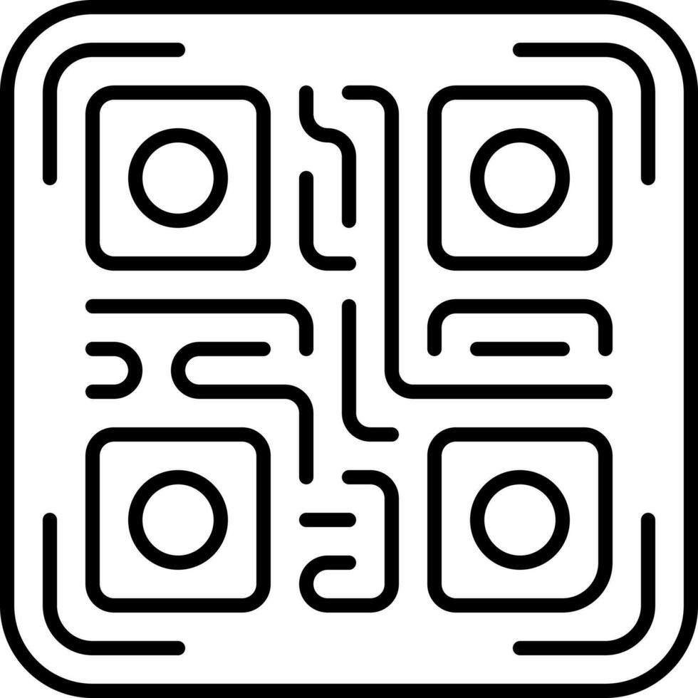 Illustration Of Qr Code Icon In Black Line Art. vector