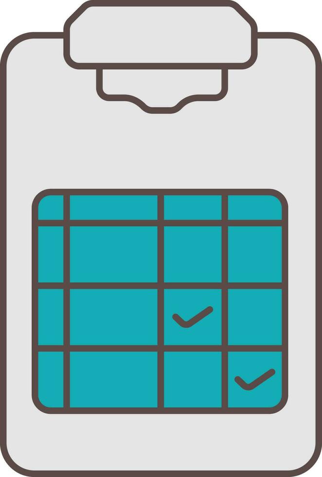 Check Notes Clipboard Teal And Gray Icon. vector