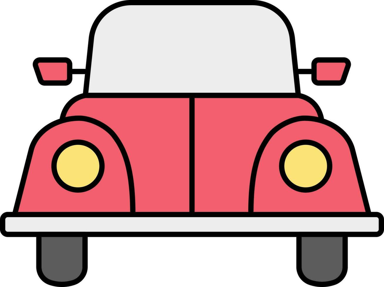 Flat Style Car Icon In Pink And Yellow Color. vector