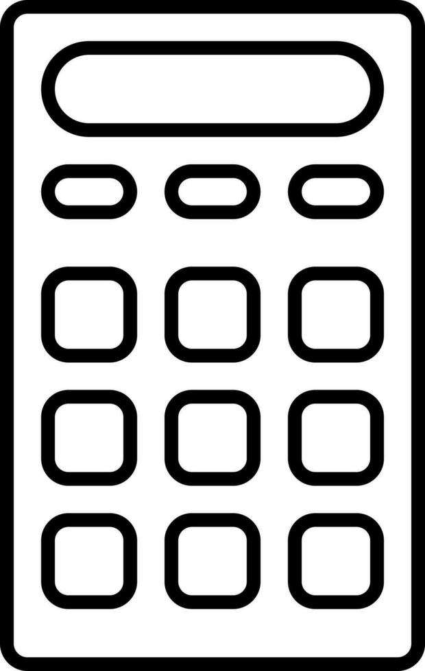 Calculator Icon In Black Line Art. vector