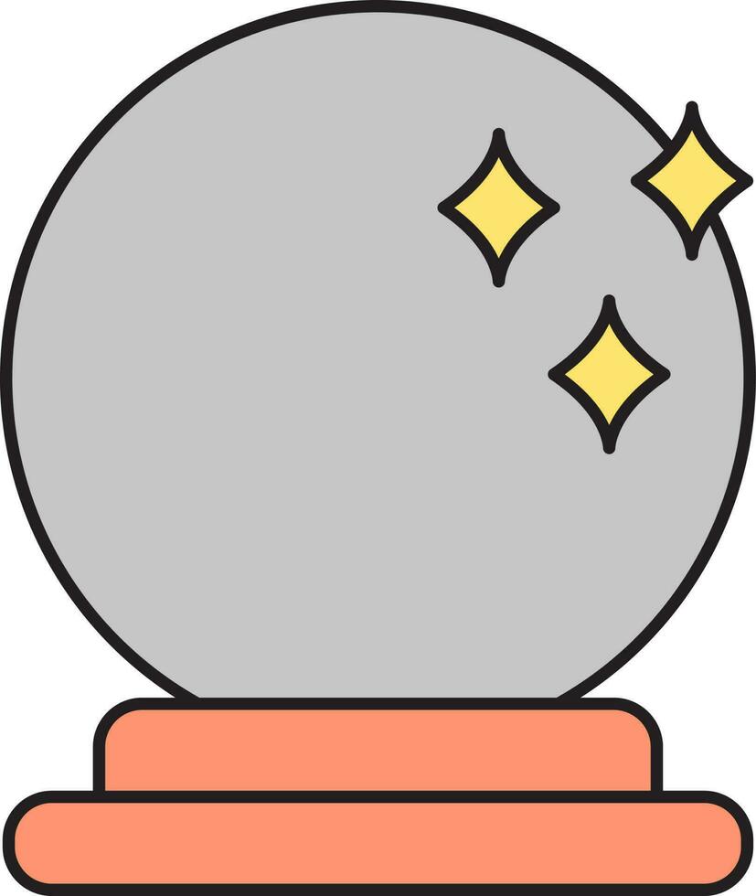 Grey And Orange Magic Ball Icon In Flat Style. vector
