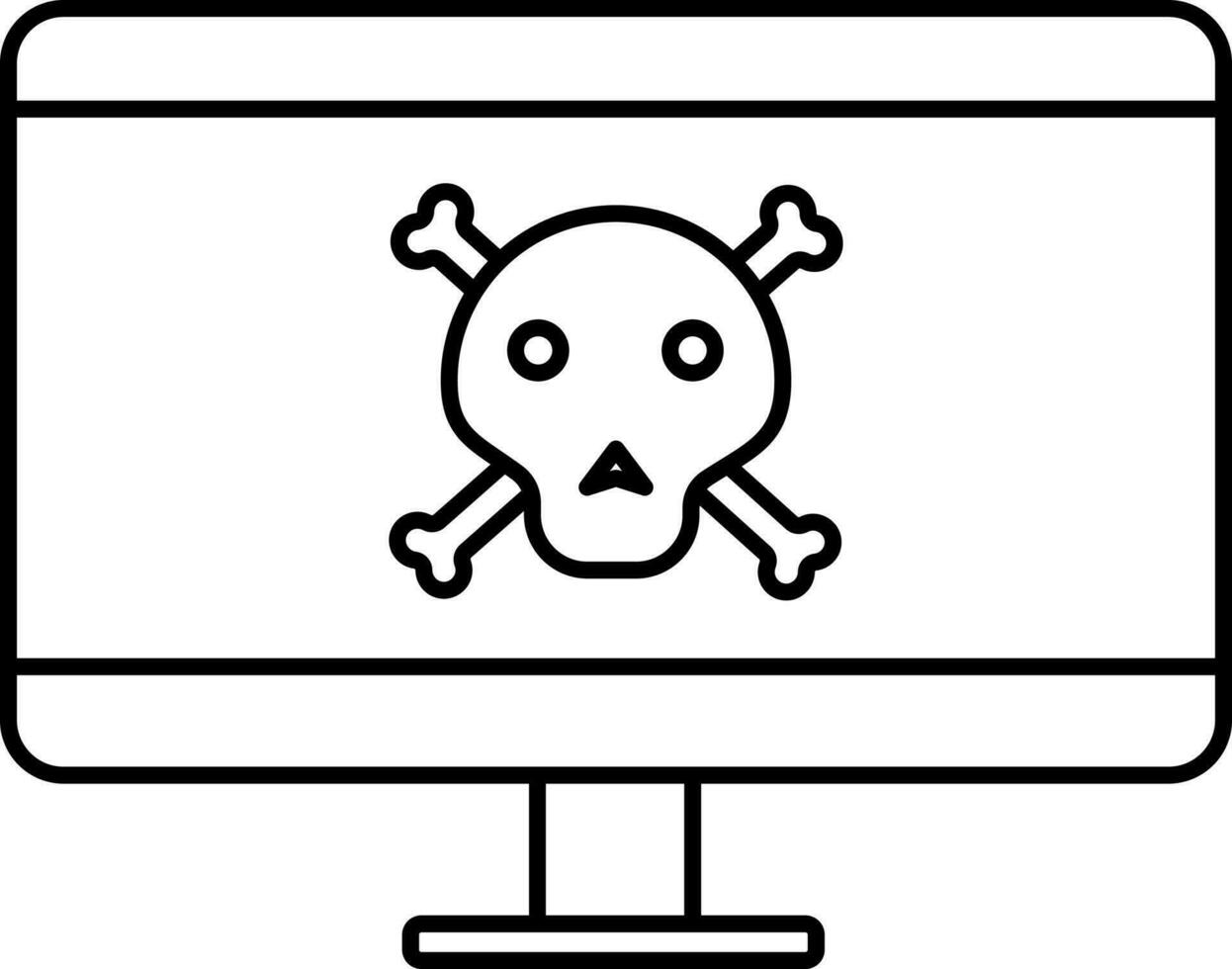 Skeleton Computer Screen Icon In Line Art. vector
