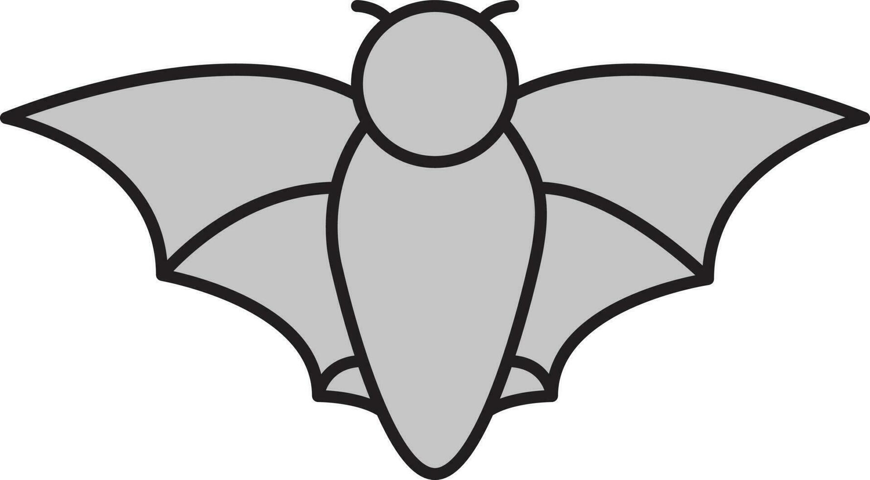 Grey Silhouette Flying Bat Icon In Flat Style. vector