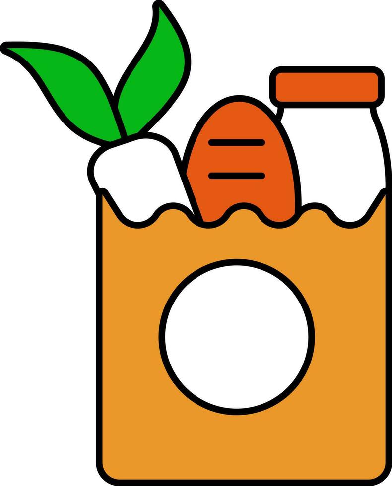 Food Shopping Bag Colorful Icon In Flat Style. vector