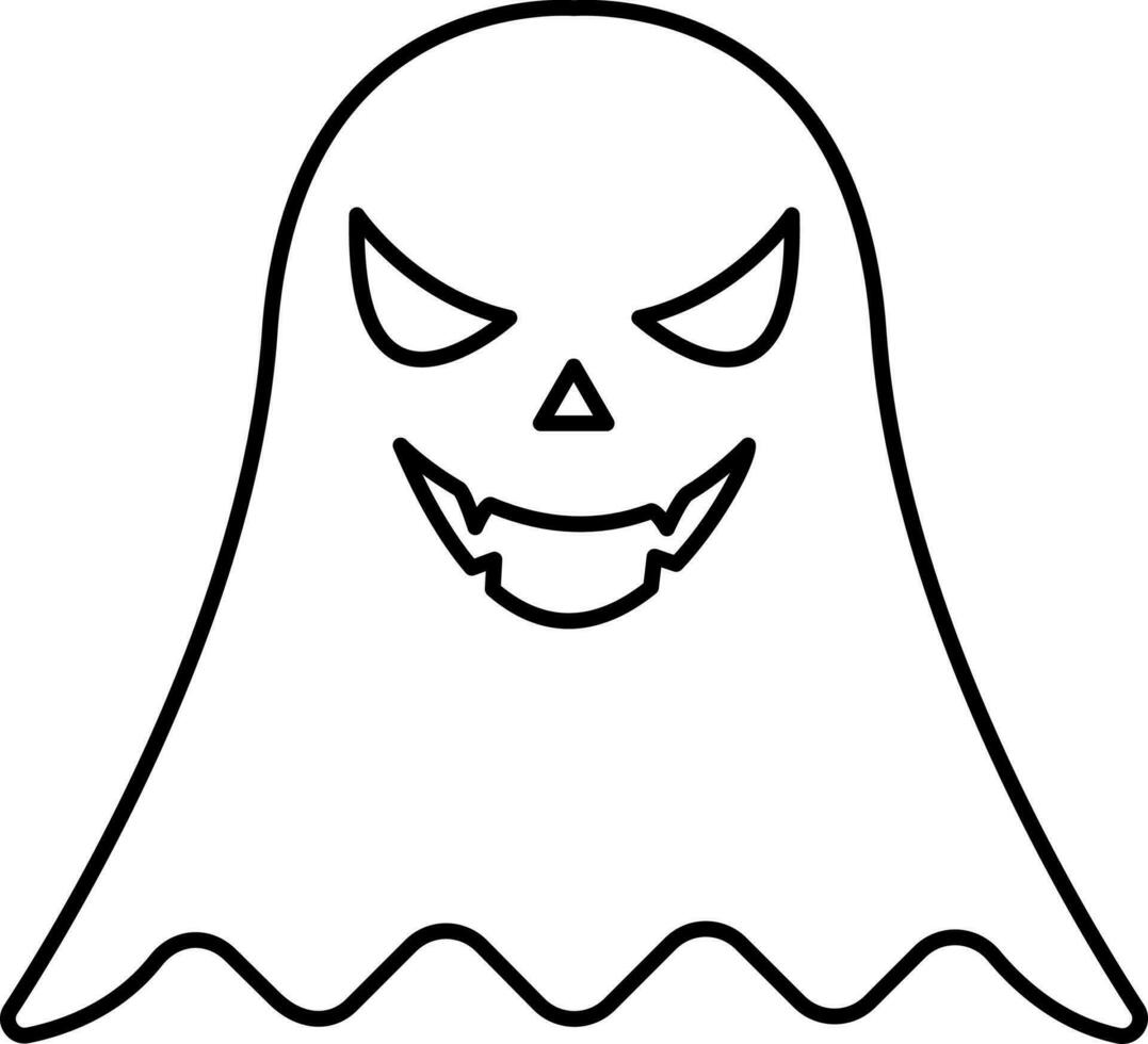 Fly Creepy Ghost Cartoon Icon In Linear Style. vector