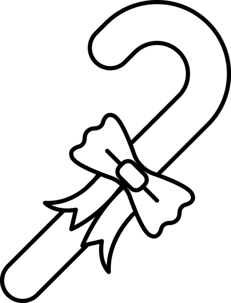 Gift Candy Cane Icon In Black Linear Style. vector