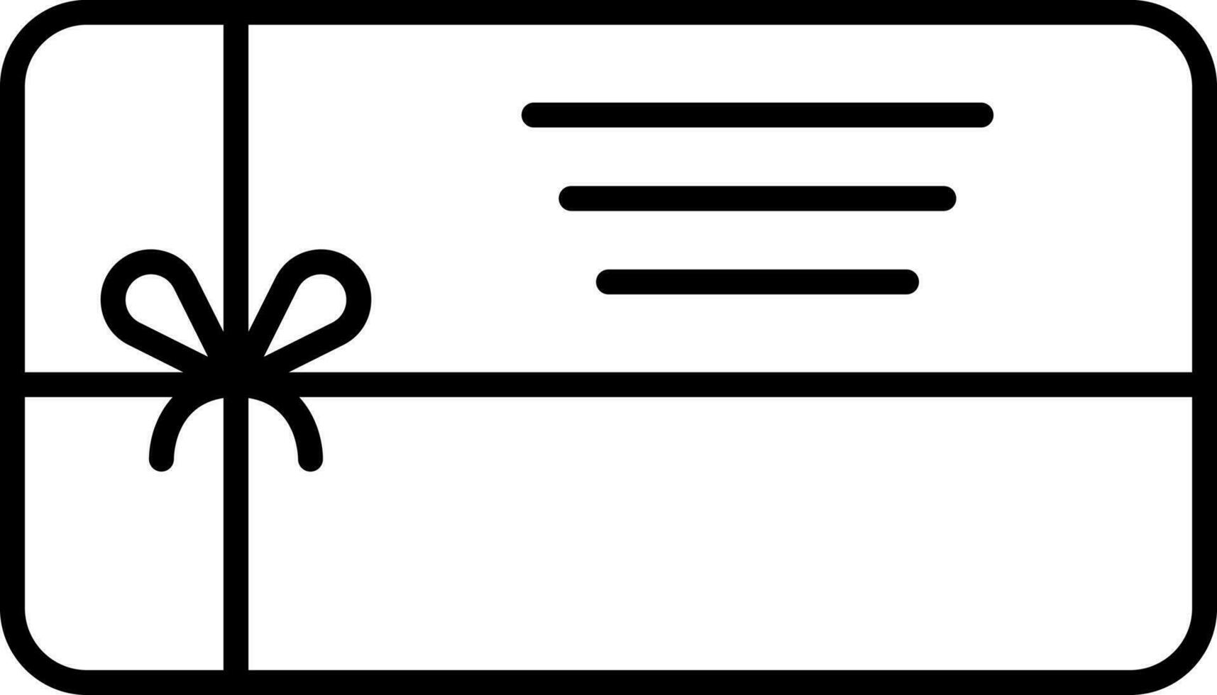 Gift Card Icon In Black Line Art. vector