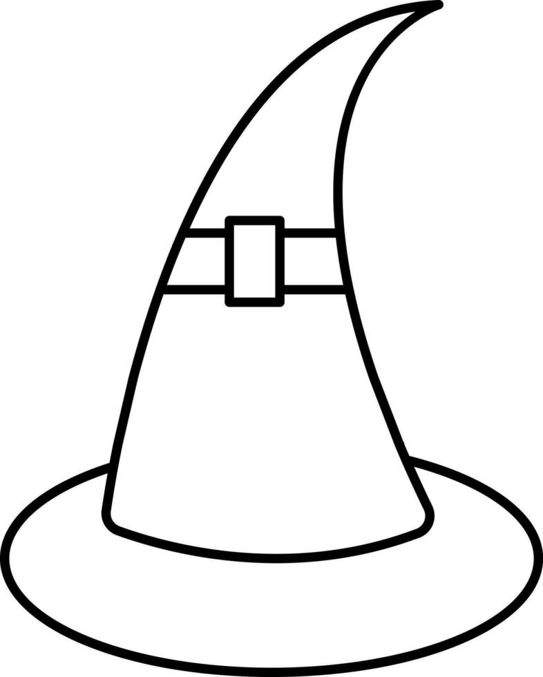 Black Linear Style Witch Hat Icon Or Symbol. vector